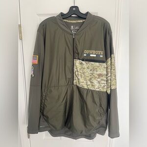 Dallas Cowboys Olive Camo Salute To Service Quarter Zip Pullover Size XL